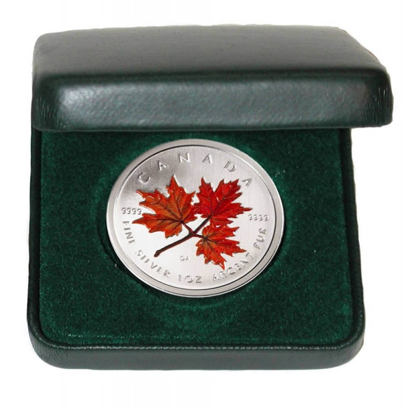 2005 Canadian 2024 Maple Leaf coloured silver coin (( with sleeve and COA ))